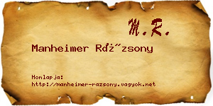 Manheimer Rázsony névjegykártya